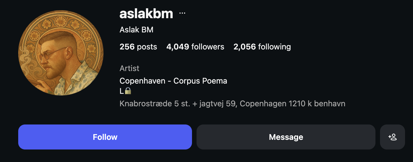 Instagram-profil — Aslak BM